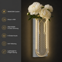 Applique murale LED en aluminium et acrylique, design floral à lignes croisées, avec gradation trois couleurs, pour éclairage décoratif de chambre et d'hôtel