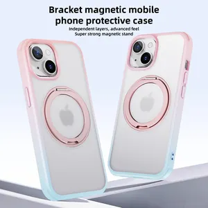 2024 New Products Sleek Design 3 In 1 Magnetic Phone Case For Iphone 15 Kickstand 6 Colors Electronics Mobile Cover