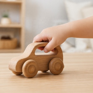 Natural Beech <strong>Wood</strong> <strong>Push</strong> <strong>Along</strong> <strong>Toy</strong> Car with Easy-Grip Handle Waldorf Montessori Vehicle for DTC Brands CE CPC 12M+ Kids <strong>Toy</strong> - Product Image 3