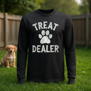 T-shirt a maniche lunghe Treat Dealer con stampa di zampa di cane, regalo per amanti degli animali domestici - Product Image 3