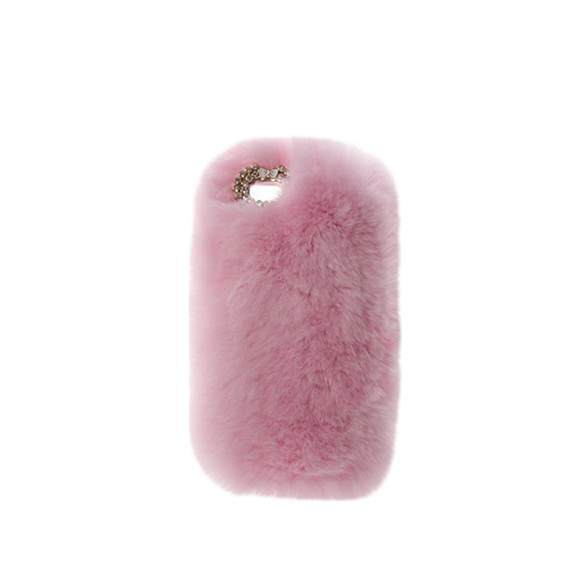 Custom Rex Rabbit Fur Mobile Accessories Pink Fleecy Plush Case Phone Cover Pink Plush Bunny Mobile Phone Case for Iphone 7