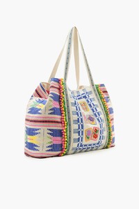 <span class=keywords><strong>Borsa</strong></span> a Spalla Personalizzata da Donna con Due Manici, Ampio Scomparto, <span class=keywords><strong>Motivi</strong></span> Artigianali Ispirati al Mahjong e Tela - Product Image 4