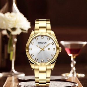 Montre en or vintage personnalisée avec diamants, acier inoxydable, étiquette privée, montre à quartz de luxe pour femmes, fournisseur - Product Image 1