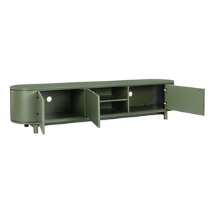 Factory Direct Premium Cannes Unité de télévision de divertissement à peinture lisse incurvée en Olive, console de télévision verte moderne - Product Image 4