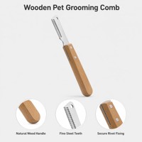 Couteau de toilettage pour animaux avec manche en bois, peigne à dents fines en acier, outil de démêlage et de striping pour petits chiens et chats, usage professionnel en salon ou à domicile