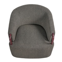 Fauteuil pivotant moderne et minimaliste en bouclette avec accents en bois massif, revêtement doux et durable, base pivotante à 360°, pieds en métal pour salon
