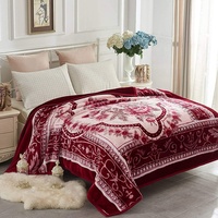 Großhandel Hochwertige 100% Polyester 2-lagige Raschel decke Super weiche schwere Plüsch Blumen druck Big King bedruckte Blumen decke