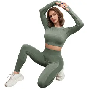 Miglior prezzo tessuto traspirante abbigliamento sportivo lungo vita alta hip lift stretch yoga pantaloni Fitness yoga suit