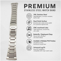 Nouvelle Arrivée TOSUN TS Bracelet de Montre en Acier Inoxydable Massif Brillant Effet Miroir, Maillons Plats Rectangulaires, Étanche, pour Montres