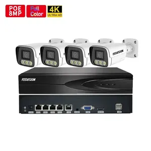 Fosvision 4ch 4K 8MP poe nvr dvr kit ip Überwachungs kameraset Voll farbiges Nachtsicht video das beste CCTV-Kamerasystem