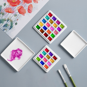 <span class=keywords><strong>Palette</strong></span> <span class=keywords><strong>de</strong></span> <span class=keywords><strong>peinture</strong></span> carrée en céramique avec couvercle, plateau <span class=keywords><strong>de</strong></span> mélange à 12/20 compartiments, pour aquarelle, gouache, encre, acrylique, matériel artistique, <span class=keywords><strong>facile</strong></span> à nettoyer - Product Image 1