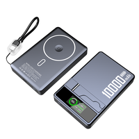 Batterie externe portable magnétique 3-en-1 pour voyage en extérieur, haute capacité 5000/10000mAh, 22.5W PD Type-C, sans fil, avec support pliable