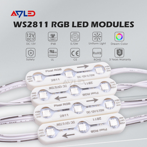 Module LED programmable RGBIC 12V, 0,72W, dimmable, pleine couleur, 70*15mm, SMD5050, 3 LED, IP68, étanche, adressable - Product Image 3