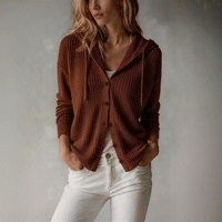 2026 Neue Europäisch-Amerikanische Damen-Strickjacke mit Kapuze in Unifarbe, Locker Geschnitten, Dick Gestrickt, Herbst-Oberbekleidung