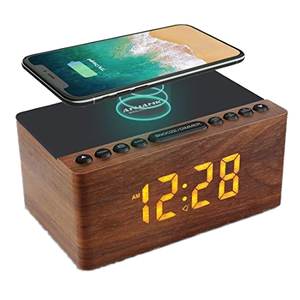 Sản phẩm mới bằng gỗ đồng hồ báo thức với sạc không dây hiển thị kỹ thuật số FM <span class=keywords><strong>Radio</strong></span>-Sạc điện thoại đồng hồ báo thức - Product Image 1