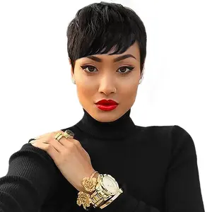 Offre Spéciale naturel Pixie Coupe perruque de cheveux humains <span class=keywords><strong>machine</strong></span> à <span class=keywords><strong>coudre</strong></span> faite perruques perruques de cheveux humains pour les femmes noires - Product Image 1