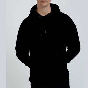 Sudadera con Capucha Negra para Hombre, Corte Holgado, Felpa Francesa, con Bolsillo, Estilo Casual de Invierno, Tejida, con Estampado Digital y Bordado - Product Image 2