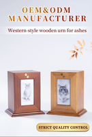 Urnas de Cremación de Madera para Mascotas, para Cenizas de Perros y Gatos, Caja de Recuerdo Funeraria de Madera con Foto Grabada con Láser Personalizada, con Bolsa de Terciopelo