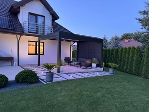Pérgola Bioclimática <span class=keywords><strong>de</strong></span> Aleación <span class=keywords><strong>de</strong></span> Aluminio Ecológica <span class=keywords><strong>para</strong></span> Exteriores <span class=keywords><strong>de</strong></span> 4x6m, 6x7, 10 Metros, con Persianas y Puerta Corredera <span class=keywords><strong>de</strong></span> Vidrio - Product Image 5