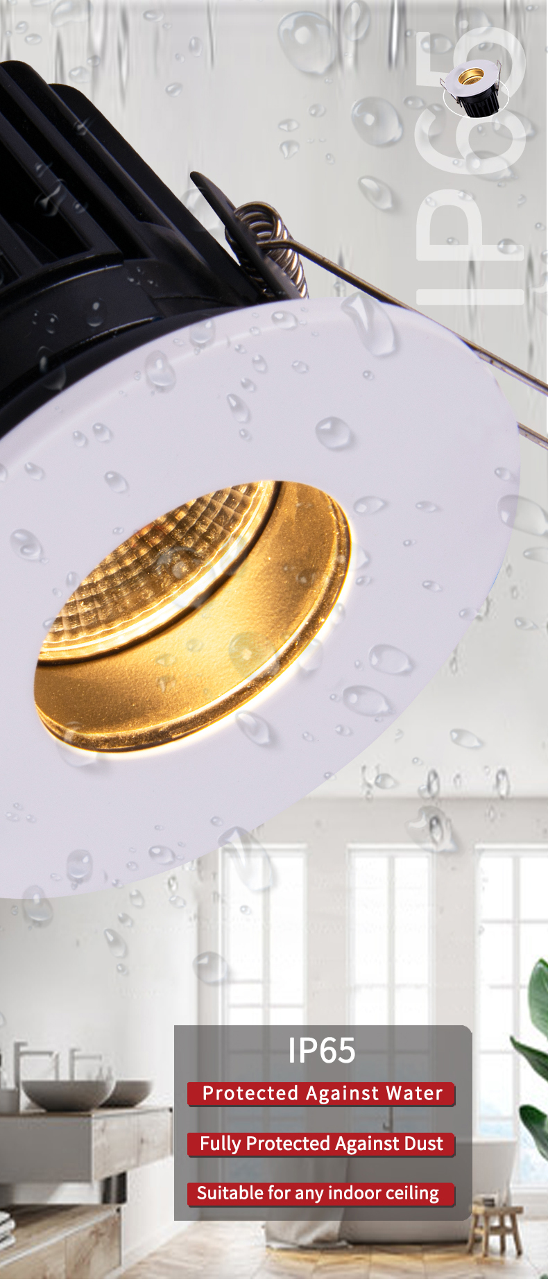 Fire Rated Recessed Dimmable LED Down Lights 68mm 11 Watt 4000k