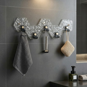 Acrylic Wall Hooks <b>6</b> Hooks Modern Design Easy Installation For Bathroom Bedroom Home Storage Hook Up - Product Image 4
