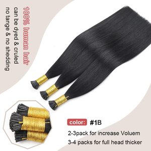 Extensions I-Tip de 28 pouces de long, cheveux vietnamiens lisses et soyeux, noir naturel, pré-collées, 50g/50 mèches, paquets <span class=keywords><strong>à</strong></span> pointe bâton - Product Image 6