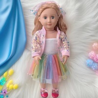 Tenue à paillettes pour poupée American Girl de 18 pouces, best-seller, pour filles de 7 à 14 ans : robe, bandeau, gilet, manteau, jupe en tulle