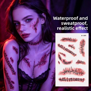 Pegatinas de <span class=keywords><strong>tatuajes</strong></span> de Halloween, pegatinas de cicatrices de <span class=keywords><strong>tatuajes</strong></span> simulados, pegatinas de <span class=keywords><strong>tatuajes</strong></span> impermeables para cuerpo y cara con simulación de cuchillos - Product Image 1