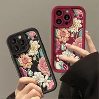 Coque de téléphone antichoc mignonne et tendance aux couleurs bonbon pour iPhone 16 15 17 18 Pro Max 14 13 12 11 – Design floral populaire