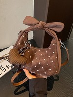 Nouveau Sac Tendance Automne 2026 Style Coréen Japonais Rétro Mignon avec Charme en Peluche, Nœud et Pois, Haute Qualité, Personnalisé, de Niche, pour Rendez-vous