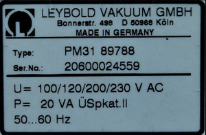 Manomètre de vide différentiel Leybold Penningvac PM31 d'occasion, modèle 89788, type arrière, origine américaine - Product Image 5