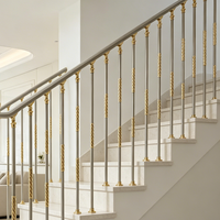 Rampe d'escalier ornementale ronde en aluminium gris doré, style simple, design luxueux, installation facile, vente en gros, pour balcon et escalier