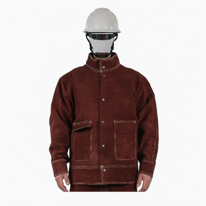 Veste de soudeur en cuir de vachette de qualité supérieure pour hommes, résistante au feu, résistante à la chaleur, antistatique, vêtements de sécurité de niveau professionnel - Product Image 1