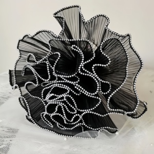 Rouleau de tulle plissé de 28 cm de large pour emballage floral, papier d'emballage en mousseline fixe, imperméable, pour bouquet DIY avec gaze perlée, mariage - Product Image 2