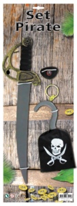 <strong>Wholesale</strong> Set of Plastic <strong>Machetes</strong> for Children Halloween Holiday Weapon with Bandana and Eye Patch - Product Image 3