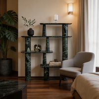 Console de rangement minimaliste en marbre vert, meuble design pour entrée et couloir, idéal pour villas et hôtels, vente en gros, personnalisation OEM