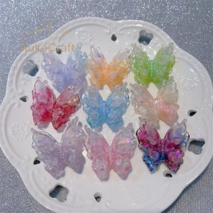 Pendentif papillon lévitant en résine plastique double couche, transparent comme de la glace, avec perles lumineuses Firefly, pour bijoux DIY faits à la main - Product Image 3