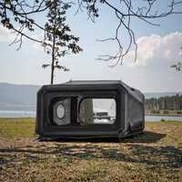 Tente de glamping capsule personnalisée, une chambre, abri gonflable en coton, lodge de camping de luxe en plein air, design noir et gris