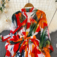 Boutique-Mode 2026 Sommer Neues Französisches Romantisches O-Ausschnitt Langarm Locker Sitzendes Kleid mit Natürlicher Taillenlinie und Umweltfreundlichem Chiffon-Print