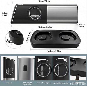 Gravity Automatic Dust Lids LED Light Stainless Steel Electric Adjustable Eco-Friendly Salt <b>Pepper</b> <b>Grinder</b> Set USB Rechargeable - Product Image 6