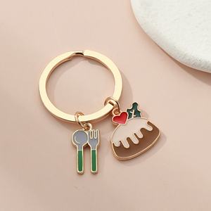 Llavero con Colgante de Comida de Dibujos Animados, Llaveros Metálicos Personalizados con Baño de Oro, Estilo Redondo, Llaveros Modernos - Product Image 3