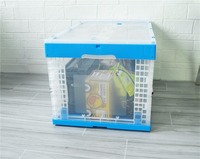 Caisse pliable et empilable en plastique recyclable, rectangulaire, durable, avec couvercles solides, pour l'organisation domestique des vêtements et des aliments