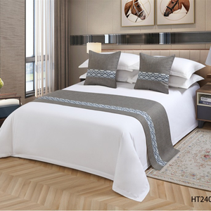 Set di biancheria da letto e cuscini coordinati Set di biancheria da letto Set di letti letto sciarpa logo personalizzato letto Hotel <span class=keywords><strong>Runner</strong></span> e Set di cuscini - Product Image 6