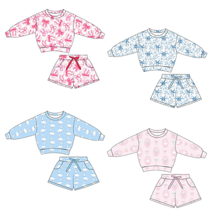 Preorder MOQ 5 <b>Long</b> Sleeve Top Pockets Shorts Girls Outfits Wholesale Toddlers Boutique Sisters <b>Matching</b> Clothes Kids Clothing - Product Image 1