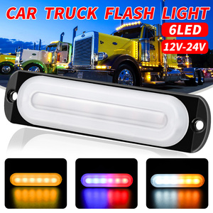 ไฟฉุกเฉินแบบแฟลช 12/24V สำหรับรถบรรทุก ไฟสีเหลืองอำพันสำหรับรถกู้ภัย ไฟ LED 6 ดวง แถบไฟสีส้มสำหรับติดตั้งบนกระจังหน้า ไฟกระพริบสำหรับกรณีรถเสีย - Product Image 2