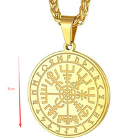 Colliers runiques nordiques vintage pour hommes, acier inoxydable, runes nordiques, bijoux vikings, pendentif païen Elder Futhark, amulette, talisman