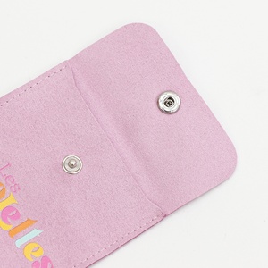 Pochette à bijoux en microfibre rose personnalisée, recyclable et élégante, sac de rangement avec logo pour pendentif, collier, conteneur à bijoux - Product Image 3