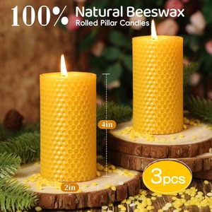 Velas <span class=keywords><strong>de</strong></span> <span class=keywords><strong>Cera</strong></span> <span class=keywords><strong>de</strong></span> <span class=keywords><strong>Abeja</strong></span> Enrolladas a Mano con Logotipo Personalizado, Velas <span class=keywords><strong>de</strong></span> Pilar Naturales Ecológicas con Aroma para Navidad y Actividades Religiosas - Product Image 3