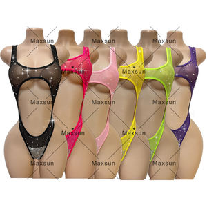 Maxsun all'ingrosso personalizzato maglia rete a rete un pezzo Bodysuit <span class=keywords><strong>Sexy</strong></span> Dancewear Rave Costume Performance Wear strass abiti MS141 - Product Image 3