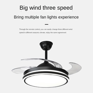 พัดลมเพดานแบบโคมไฟระย้า LED พร้อมใบพัด 5 ใบ มอเตอร์ DC โครงสร้างโลหะ รีโมทคอนโทรล ดีไซน์ทันสมัย พร้อมไฟ - Product Image 2